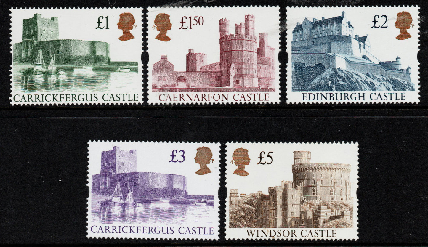GB QEII 1992 Castles High Values SG1614 - 1618 Perfect Unmounted Mint (00248)