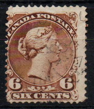 Canada 1870 6c Yellow-Brown SG59b Good Used