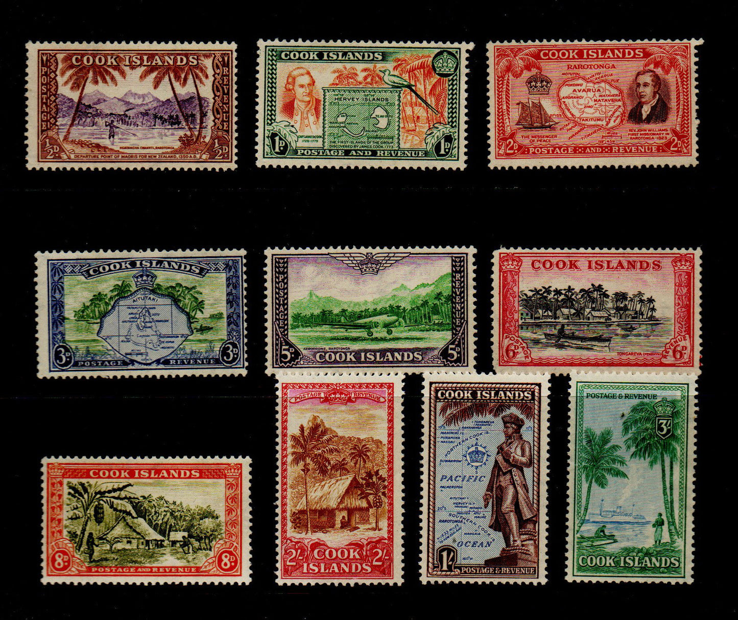 Australia 1949-61 Cook Islands Set to 3/- SG150 - 159 Lightly Mounted Mint
