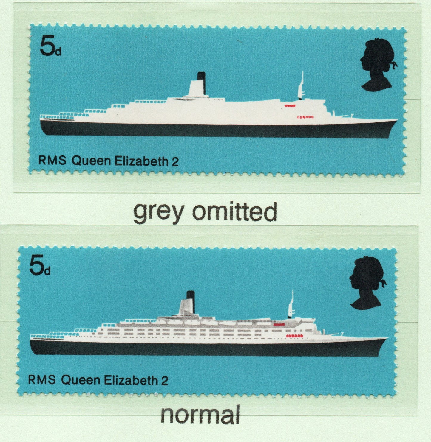 1969 SG778 5d British Ships Grey omitted (Deck Details) Error