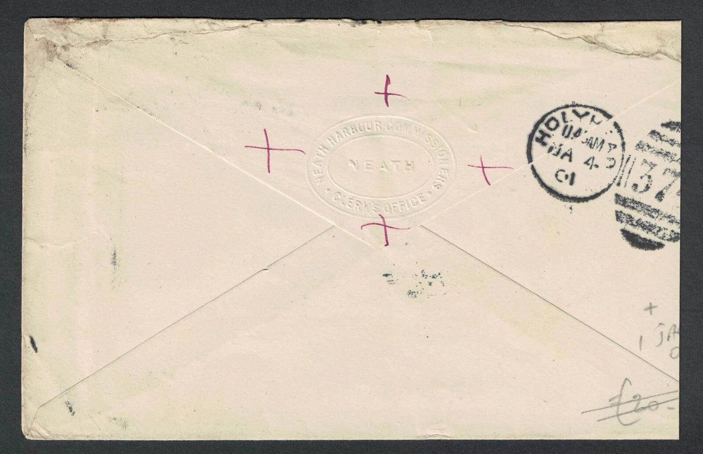 1901 cover bearing 1d Lilac cancelled 1 January 01. First day of century (1235)
