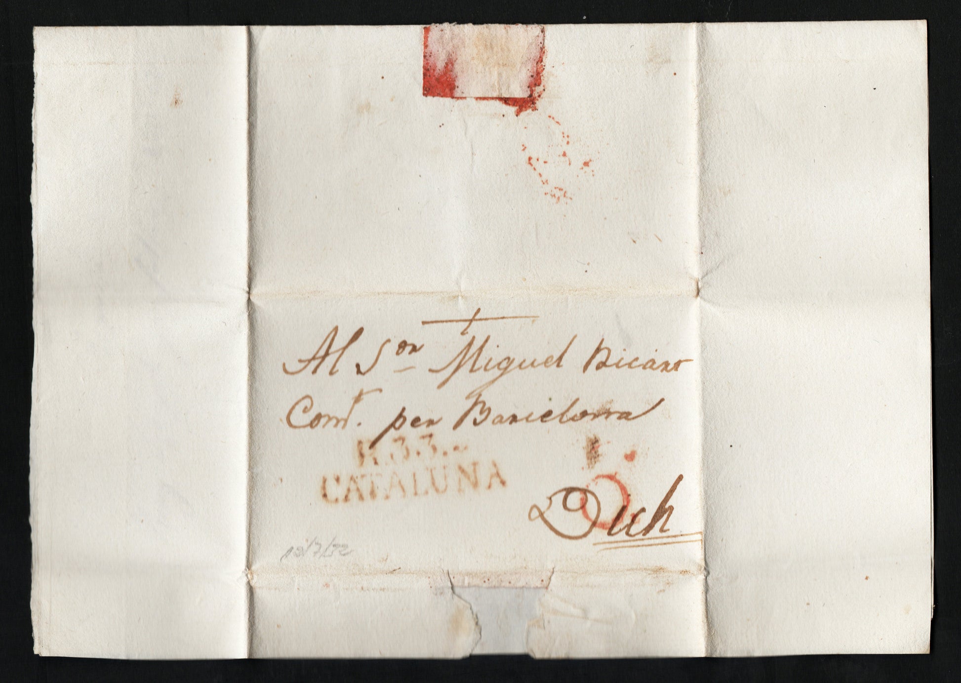 1832 Spain Entire with straight line CATALUNA Handstamp