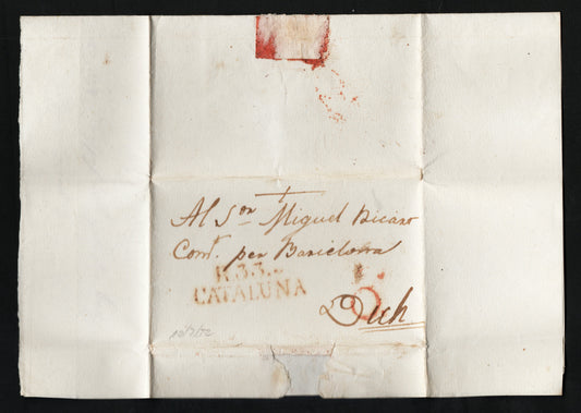 1832 Spain Entire with straight line CATALUNA Handstamp