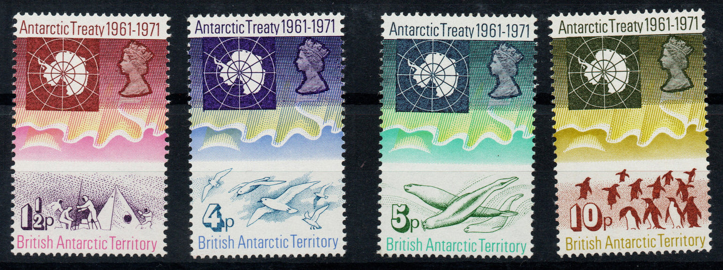 1971 British Antarctic Territory BAT Treaty Set of 4 Unmounted Mint SG38-41