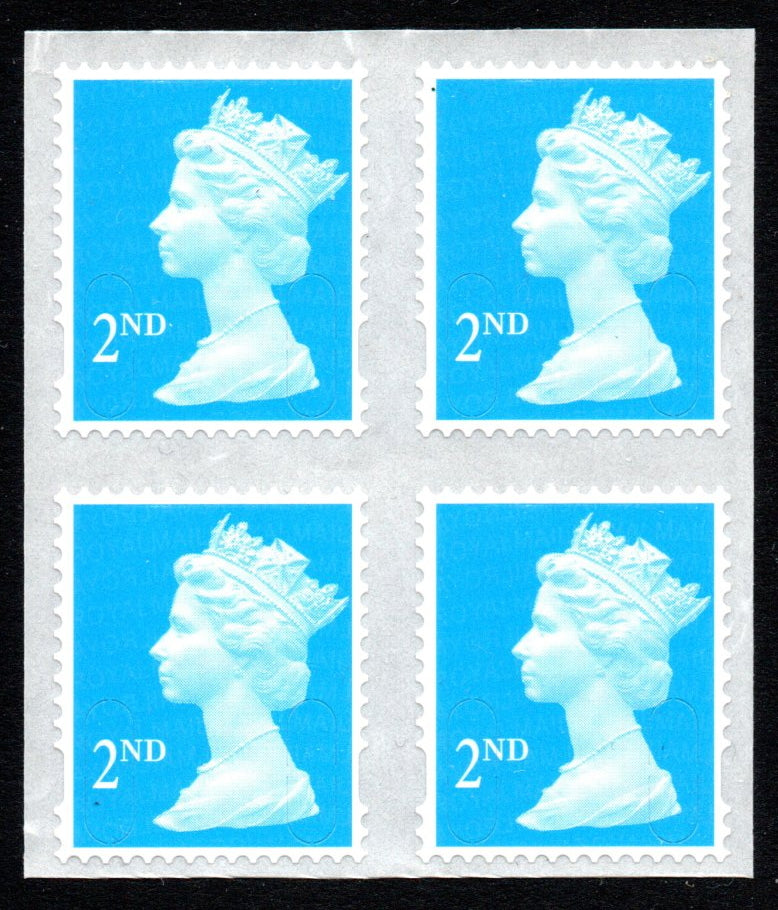 GB QEII Machin 2nd Class Self Adhesive FORGERIES "Block" of 4 on backing. U/M