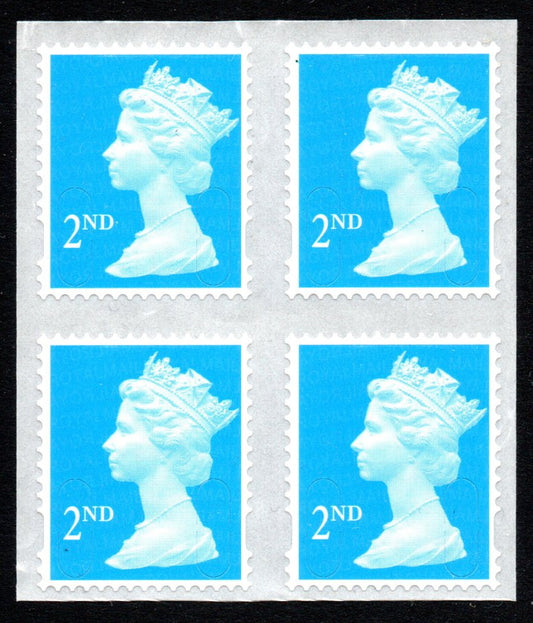 GB QEII Machin 2nd Class Self Adhesive FORGERIES "Block" of 4 on backing. U/M
