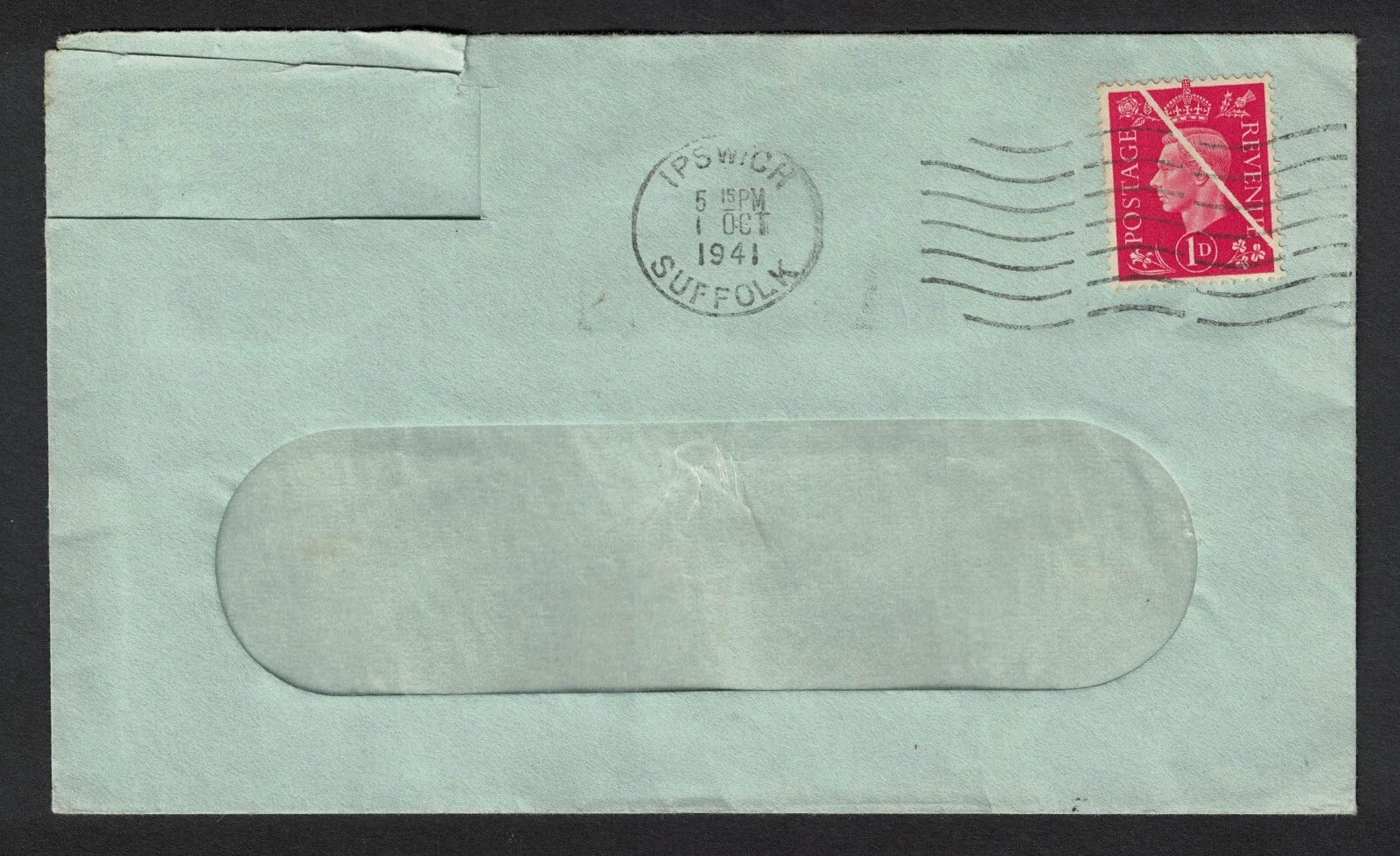 1941 GB King George VI KGVI SG463 1d Dark Red Printers Error on cover