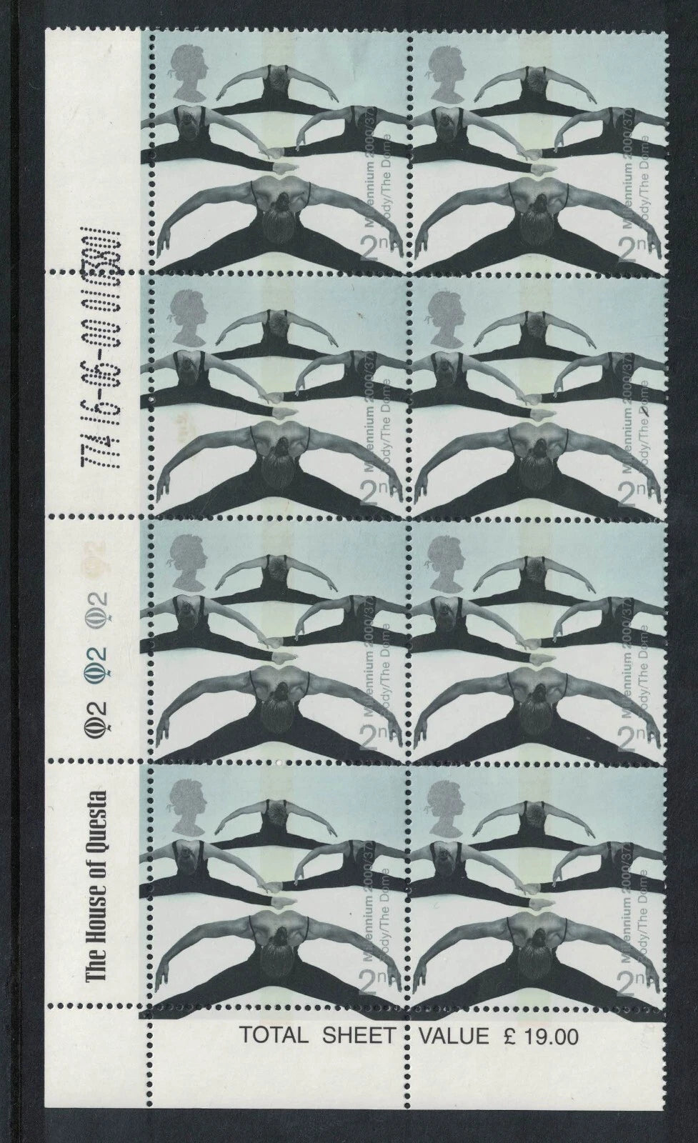 GB 2000 Bones & Body SG2166-69 Cyl Blocks of 8 Unmounted Mint (Ten57)