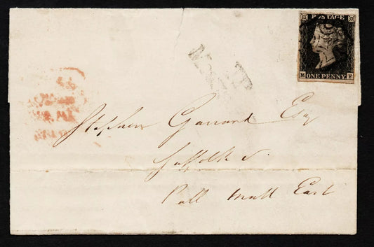 GB QV 20th May 1841 SG2 Plate 6 on Wrapper to Pall Mall London