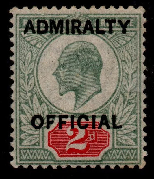 GB Edward VII SGO104 2d ADMIRALTY OFFICIAL Green/Carmine LMM