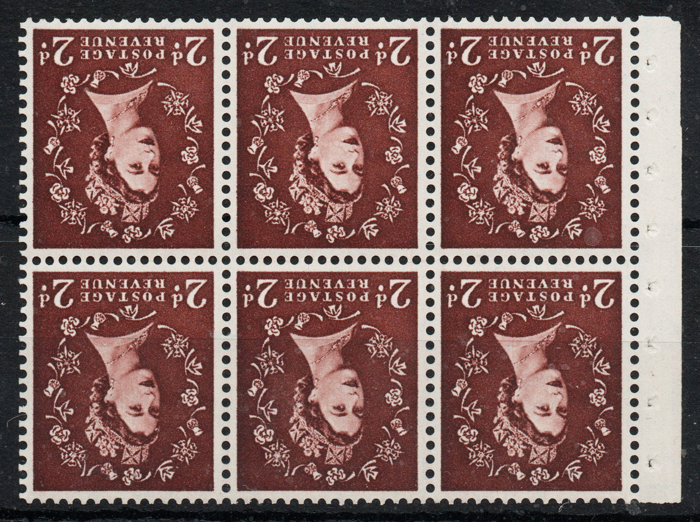 GB QEII SG SB77d 2d Booklet Pane INVERTED WMK Unmounted Mint