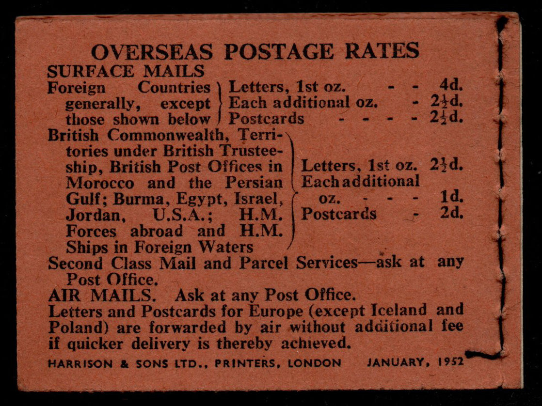 GB KGVI 5/- Booklet SG DB30 January 1952 Complete & Mint (AM1141)