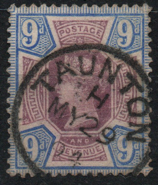 GB QV 1887 SG209 9d Dull Purple & Blue Perfect Taunton CDS