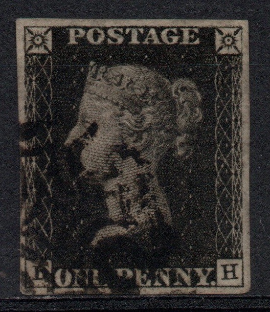 GB QV Penny Black SG2 Plate 5 AS25 State 1 D-H 4 Margins