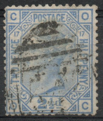 1880 GB QV SG142 2½d Blue Plate 17 (O-C)