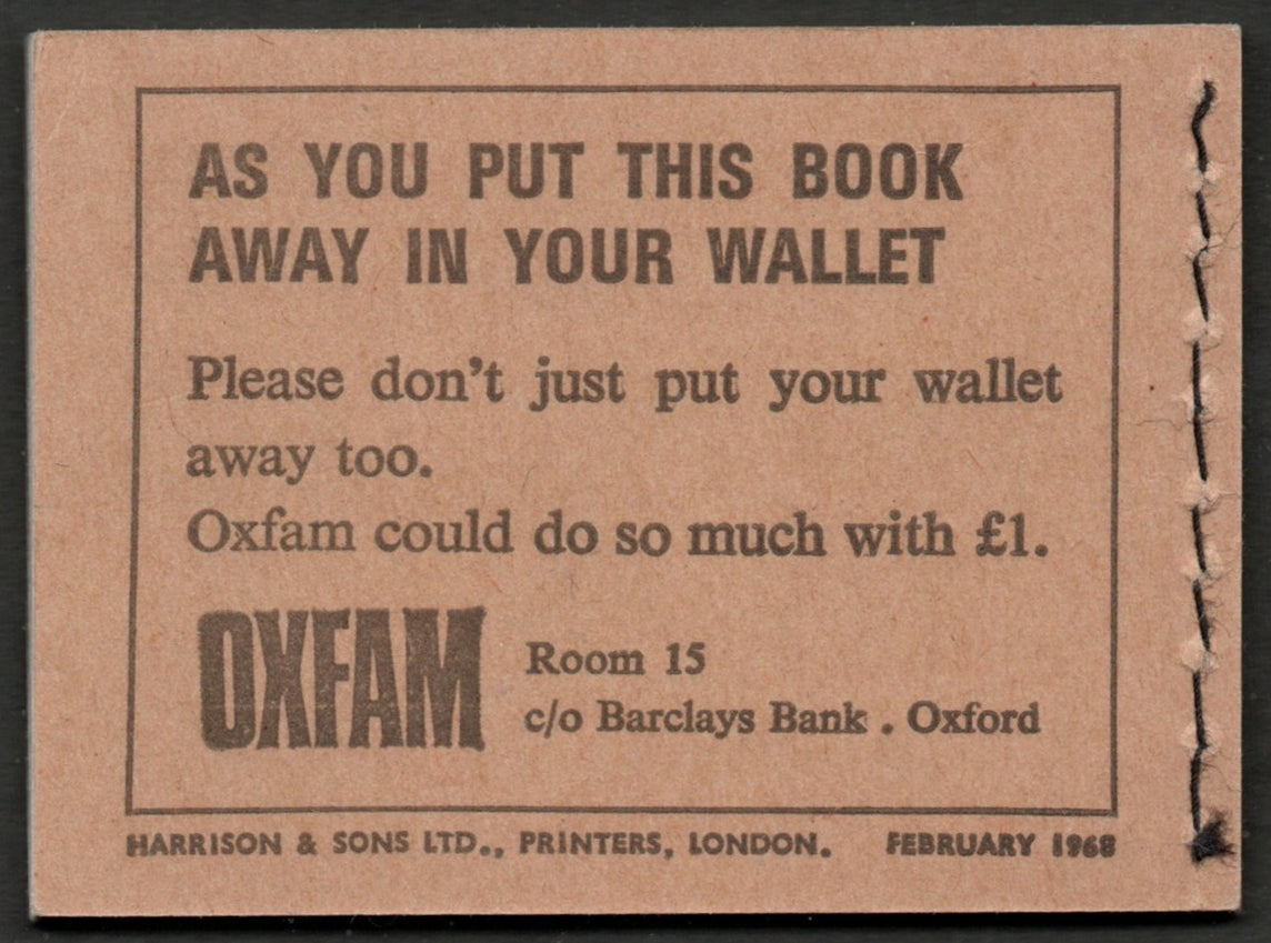 GB QEII Pre-Dec Booklet SGX17p (Phosphor) Feb 1968 U/M (AM1264)