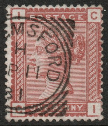 GB QV 1880 SG166 1d Venetian Chelmsford Squared Circle Cancellation