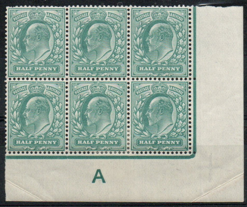 GB 1902 KEVII SG215 Single digit Control A Unmounted Mint Block of 6
