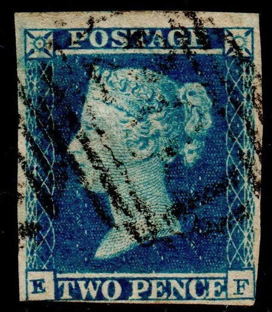 GB QV 2d Blue SG15 Plate 4 E-F