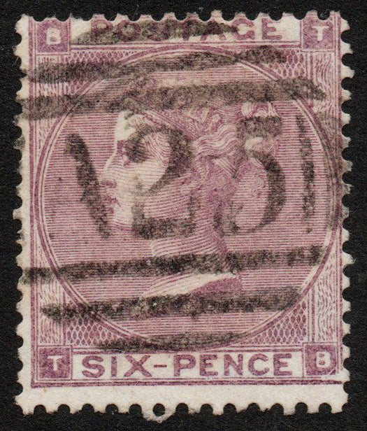GB QV SG85 PL4 6d (Hyphen) & Hairlines, Used in Malta (A25) Good Used