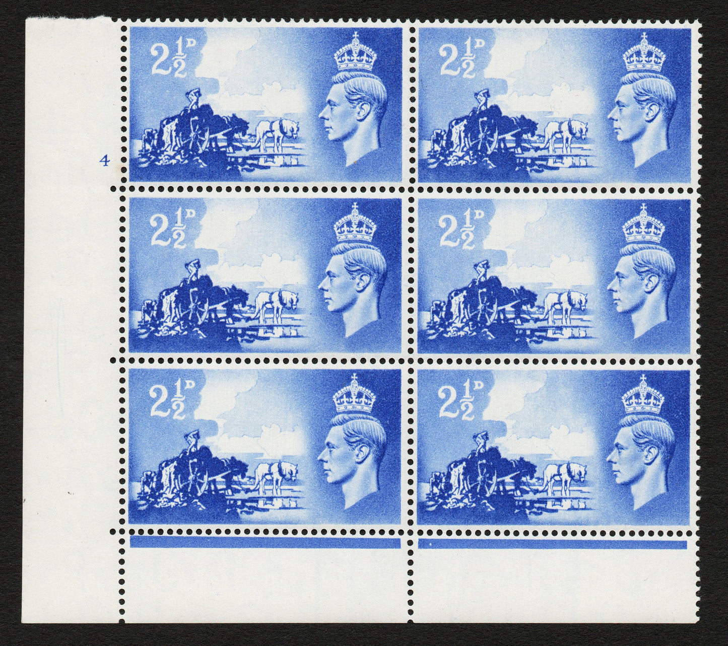 1948 SG C2 2½d Channel Islands Cyl Cylinder 4 No Dot perf type 6B U/M