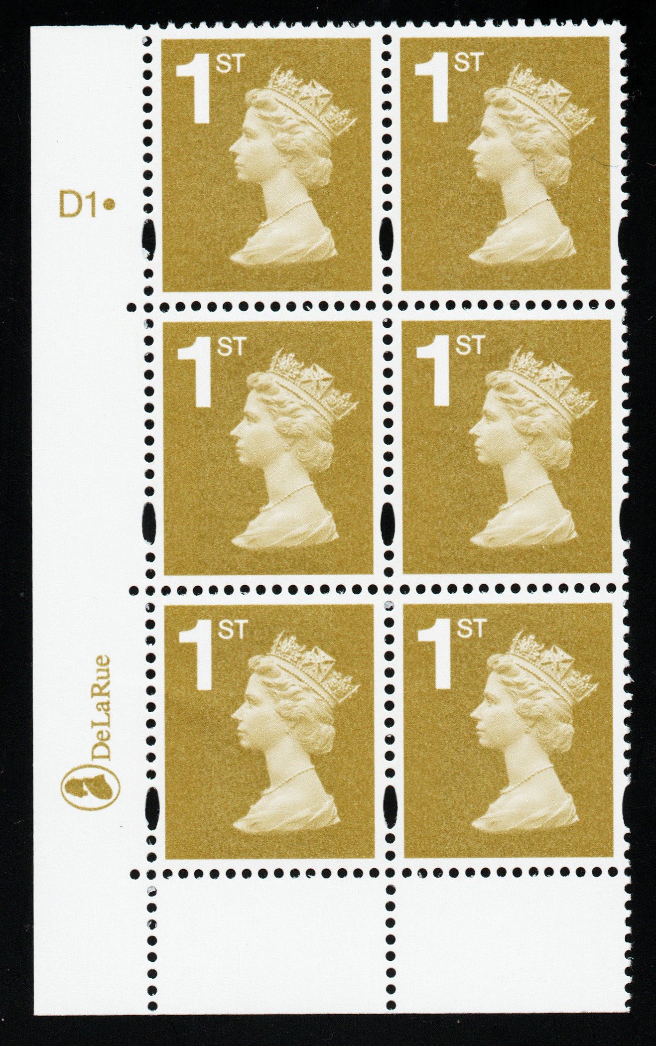 GB SG 2651 GB QEII 1st Gold 2B NVI Machin Definitive Elliptical Perforation. Unmounted Mint