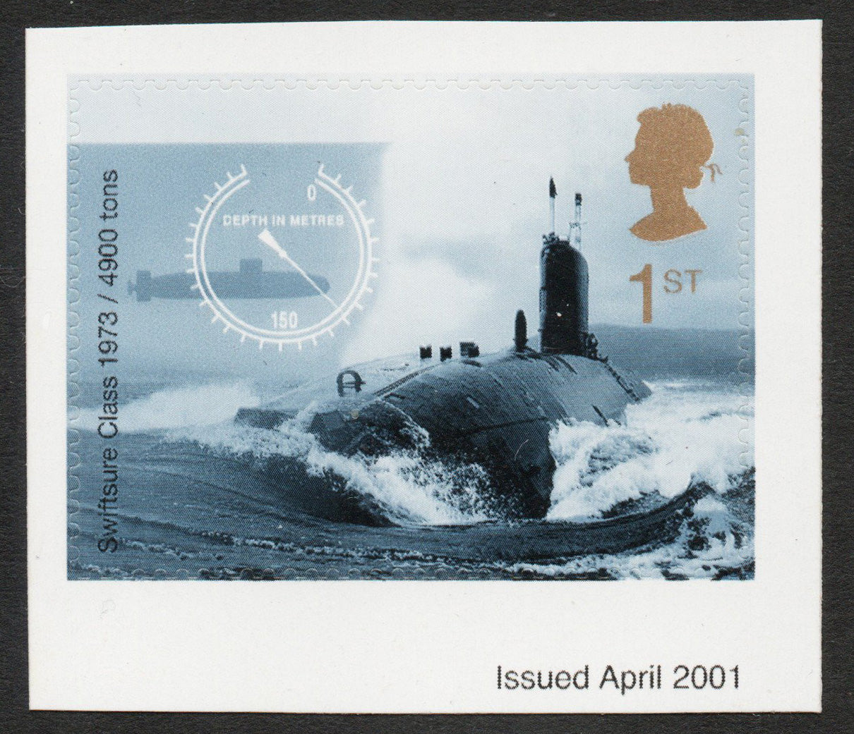 2001 GB SG2707 Self Adhesive Die-Cut Submarine 1st Class Unmounted Mint