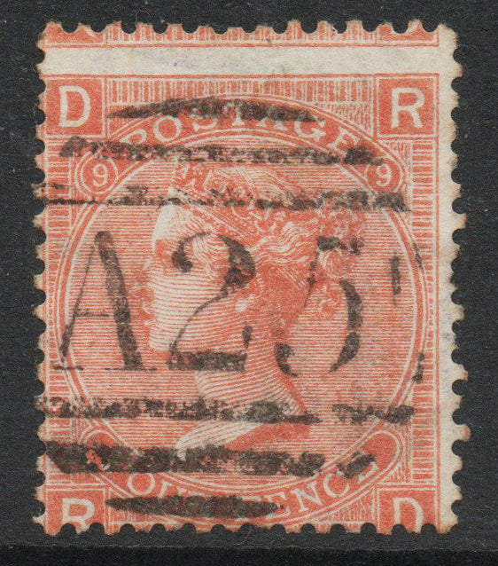 1866-67 GB QV SG94, 4d Verm. USED ABROAD Good A25 P/M (Malta) PLATE 9 (AM733)