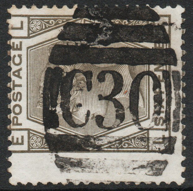 GB QV SG147 6d Grey Plate 17 L-E with fine C30 Valparaiso (Chile) Postmark