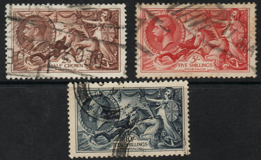 GB KGV 1934 SG450-2 Re-engraved Seahorses 2/6d - 10/- fine used (AM749)