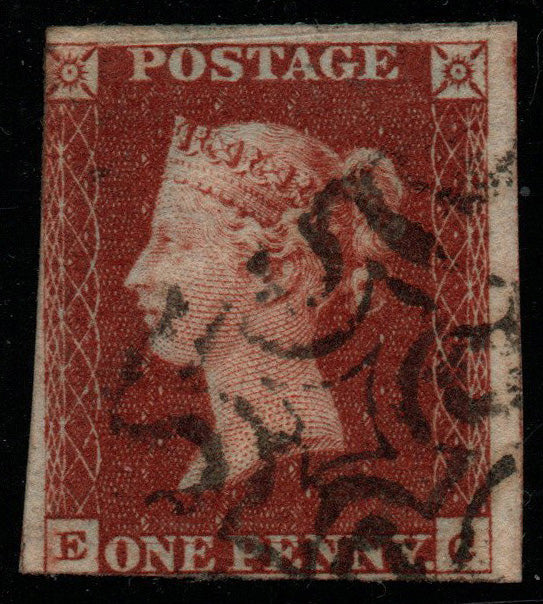 GB QV 1d Red Plate 42. Transitional change from MC to Numeral cancels