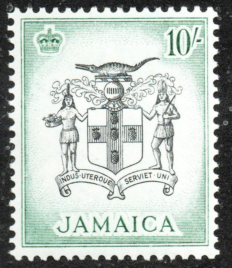 1956 Jamaica SG173 10/- Black & Blue-Green U/M