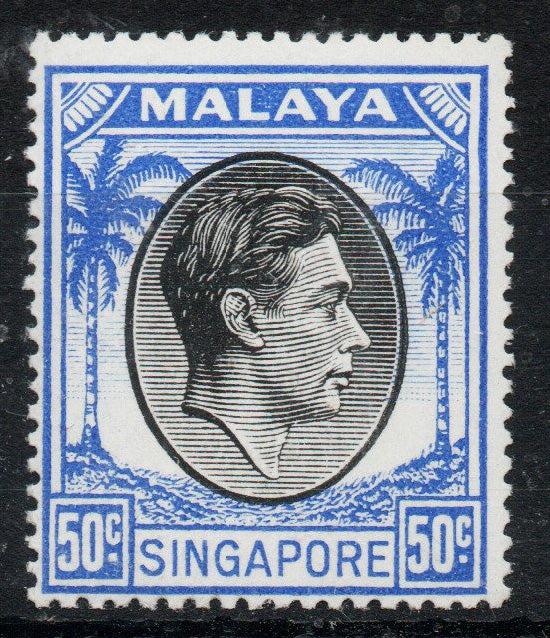 1948 Singapore SG27 50c Black and Blue Unmounted Mint (AM869)