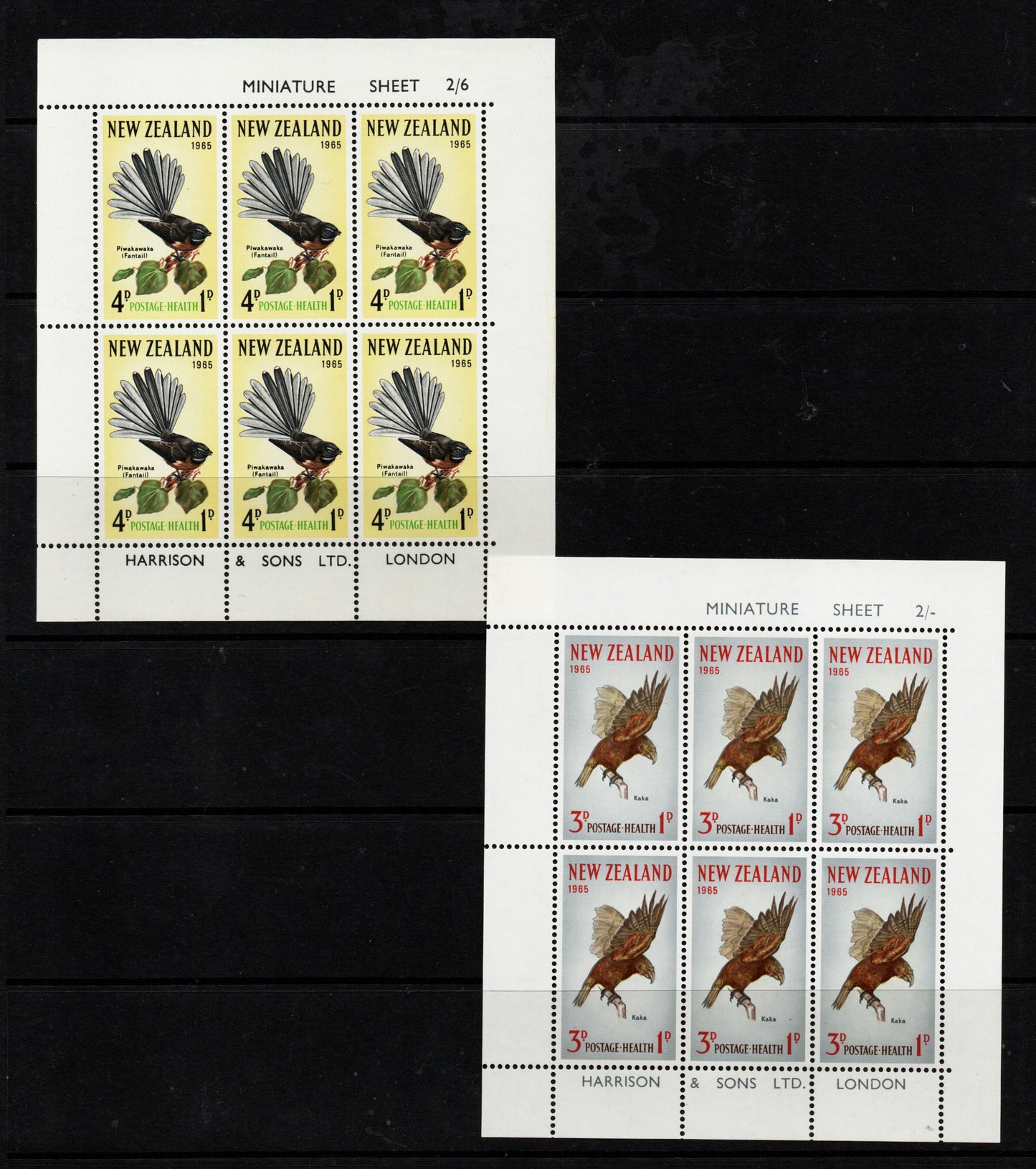 1965 New Zealand Health Stamps - Birds Miniature Sheets SG MS832c U/M, NHM.