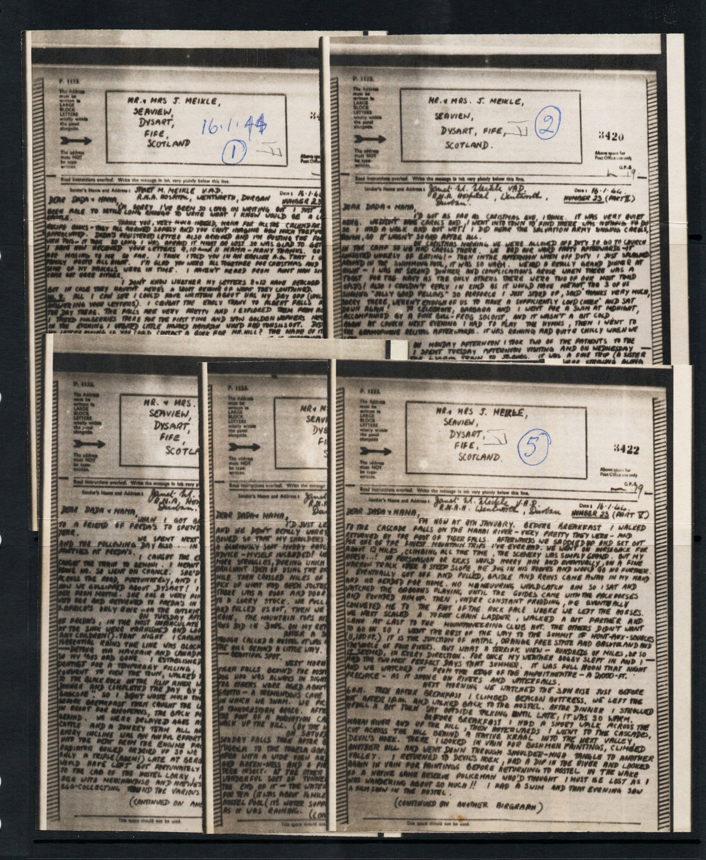 WWII Unchecked Selection of 5 RAF Airgraphs