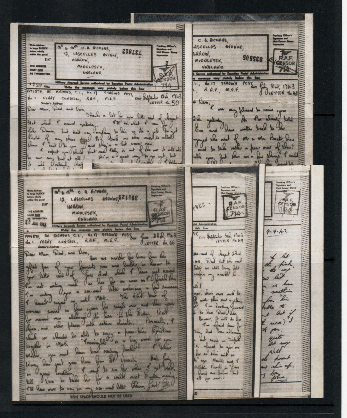 WWII Unchecked Selection of RAF Airgraphs