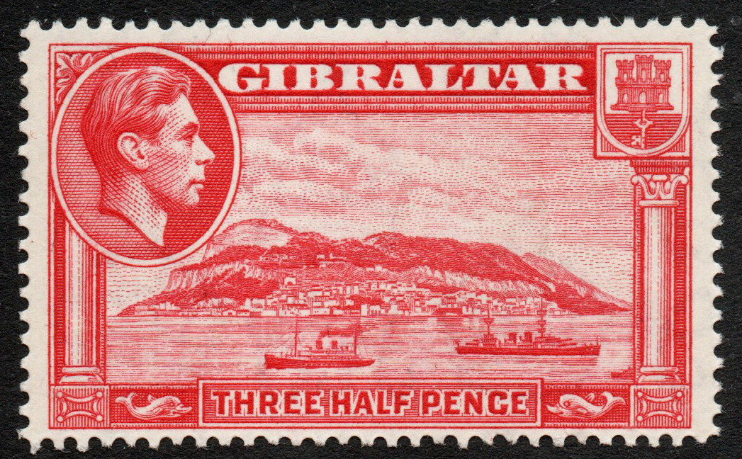 1938 Gibraltar SG123 1½d Carmine Perf 14 U/M MNH