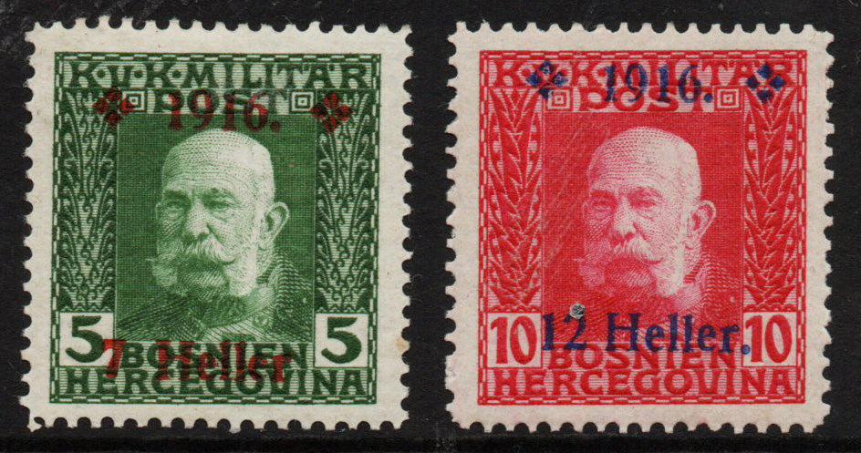 1915 Bosnia and Herzegovina SG385+386 surcharge Overprints (M/M)