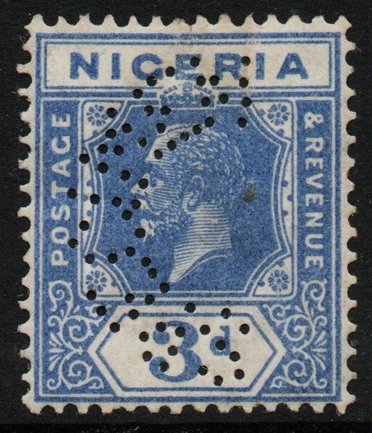 1914 Nigeria SG23 3d Blue Perforated SECIMEN U/M
