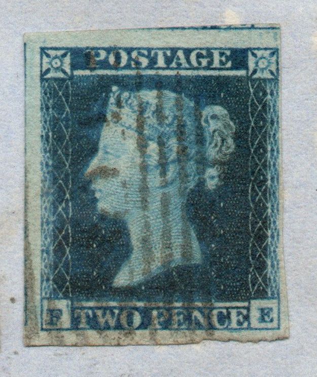 GB Line Engraved 2nd June 1853 Entire Addressed to Musselburgh bearing 2d Blue SG15 Plate 4 ES15 (F-E) (LPS54)