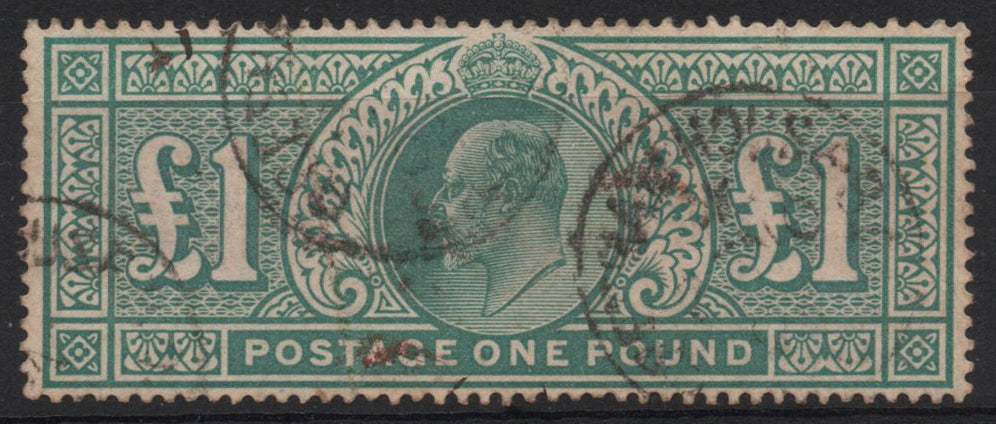 GB KEVII 1902 SG266 £1 Green. Good Used, clean back (G006)