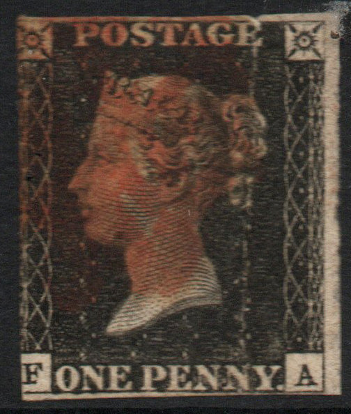1840 GB QV SG2 1d Black Plate 1a F-A Vertical Crease
