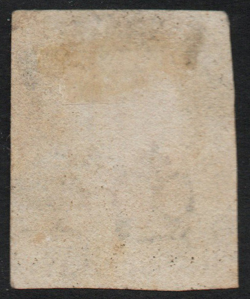 GB QV 1d Black SG2, Plate 5, S-F, 3½ Margins. Red Maltese Cross (G013)