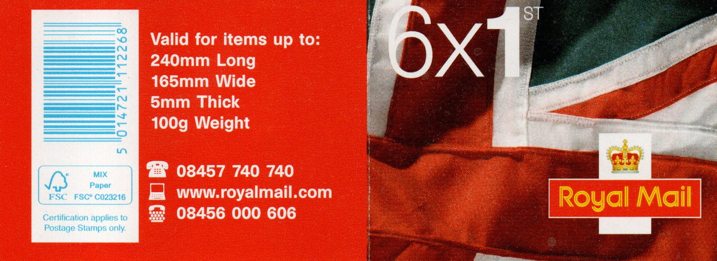 GB 2012 Barcode Booklet MB9 6 x 1st Class Olympics S/A U/M MNH (IJ5)