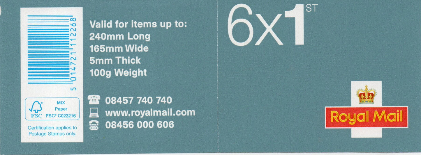 GB 2012 Barcode Booklet SG MB11 6 x 1st Jubilee S/A Mint (IJ8)