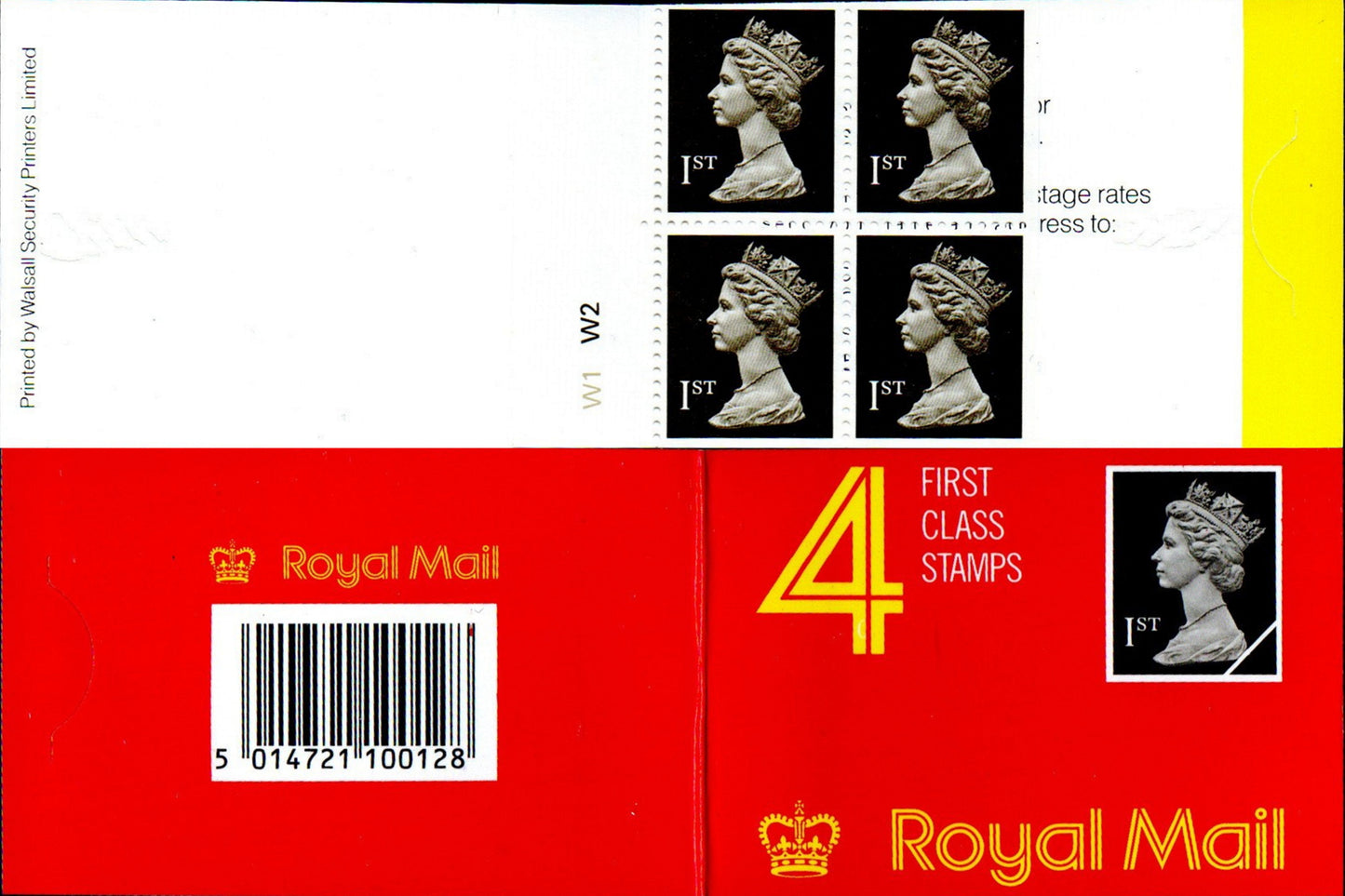 GB 1989 Booklet 4 x 1st Class Cylinder W1W2 HF1 Round Tab No Code Mint Condition