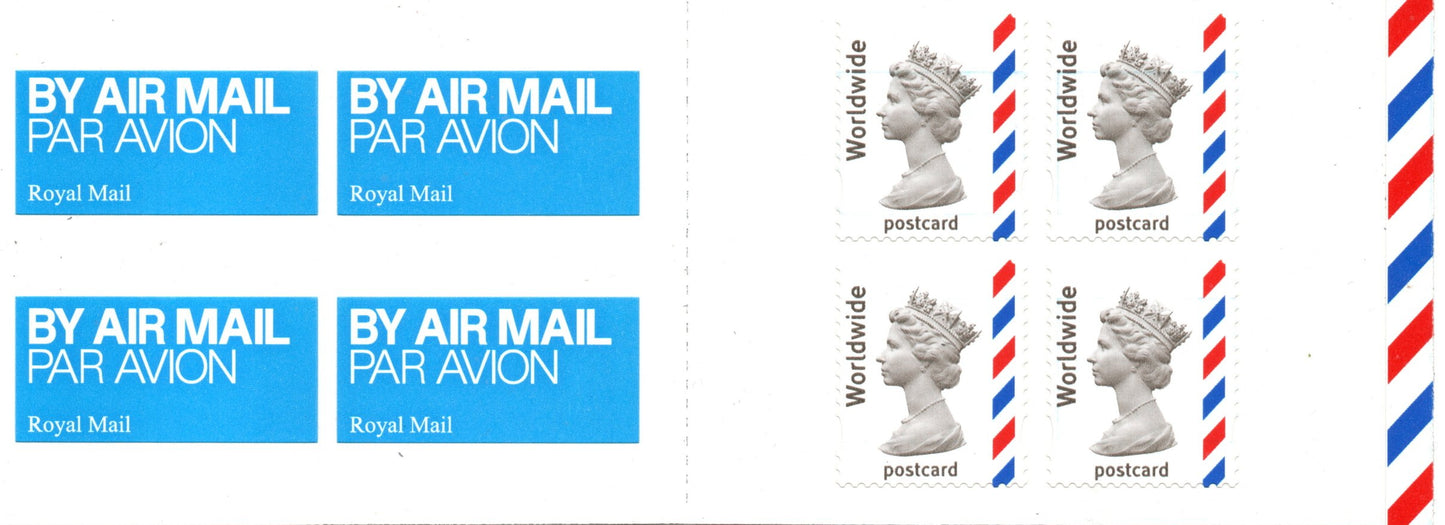 GB QEII 2004 Booklet MJA1, 4 x SG2357a Airmail Worldwide Postcard U/M MNH (LL45)
