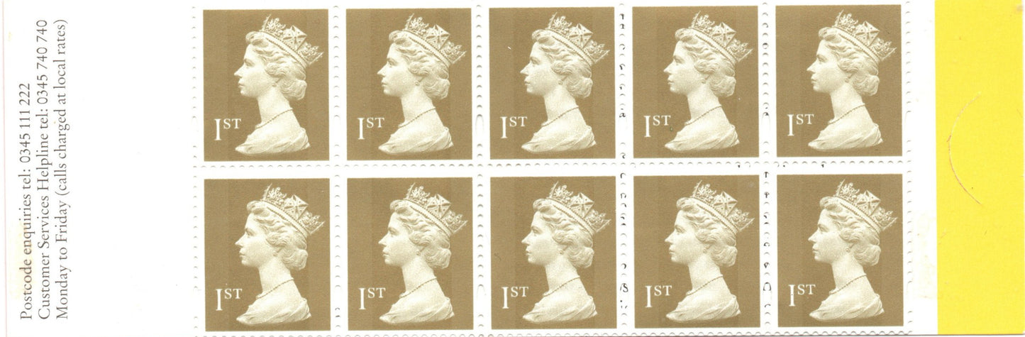 GB QEII 1997 HD41 10 x 1st Class NVI Golden Wedding Booklet U/M MNH Round Tab "H" (LL47)