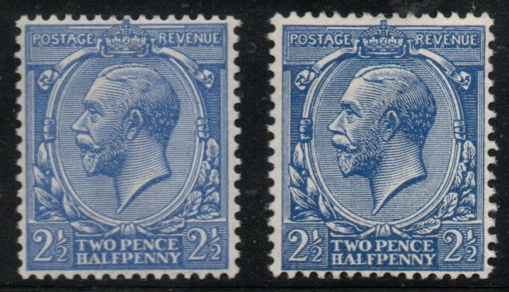 GB 1912 GB KGV SG371 & 372 2½d Cobalt & Bright Blue both U/M