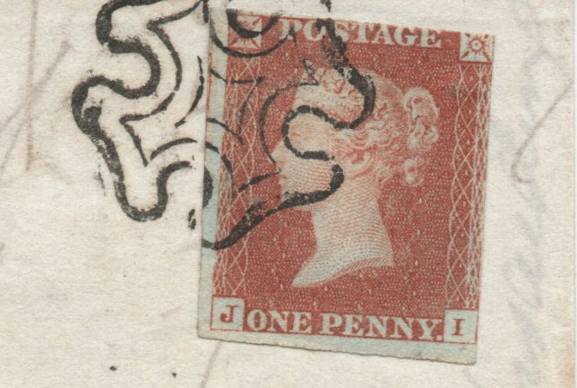 GB QV 1842 1d Red SG8 BS14 Plate 25 on Cover bearing York & Newcastle Backstamps (LL91)